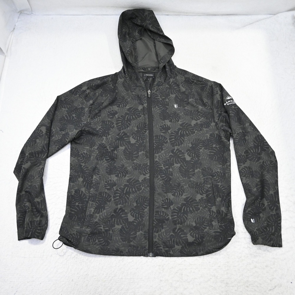 Bandon Dunes Linksoul Full Zip Hoodie Mens Medium Gray Golf Leaf Print Coconut - Picture 7 of 14